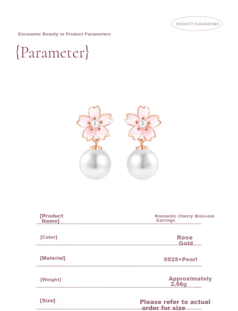 Zhoubaifu Cherry Blossom Pearl Earrings for Women, Elegant Silver Studs, Birthday Gift for Girlfriend Or Wife 9