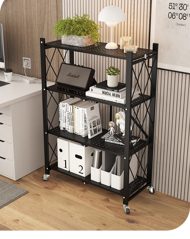 Leaijia Foldable Storage Rack, No Installation Required, Multi-Layer Kitchen Shelf, Movable Floor Storage Organizer for Oven And Microwave 20