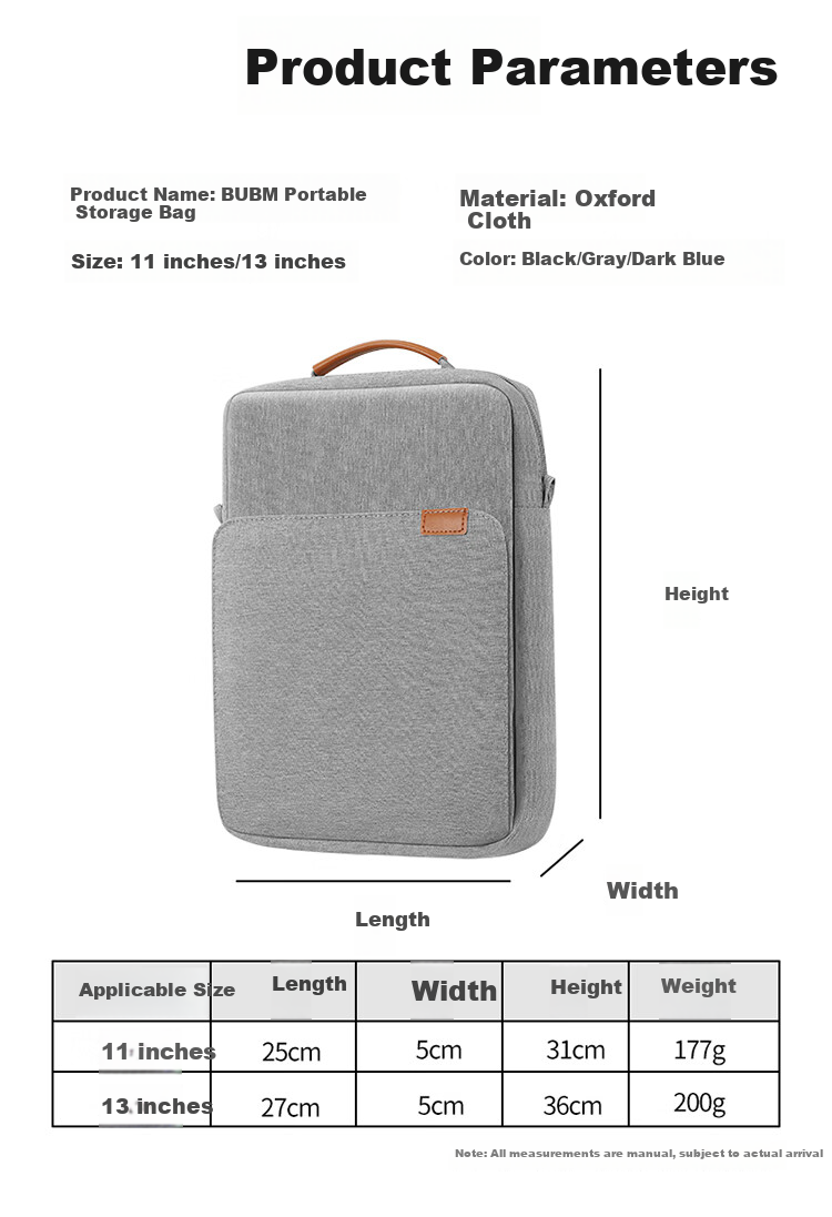 BUBM Tablet Bag, 11-Inch IPad Storage Case Pro Inner Sleeve Air5, Tablet Storage Handheld Shoulder Bag, Crossbody Bag, Black 9