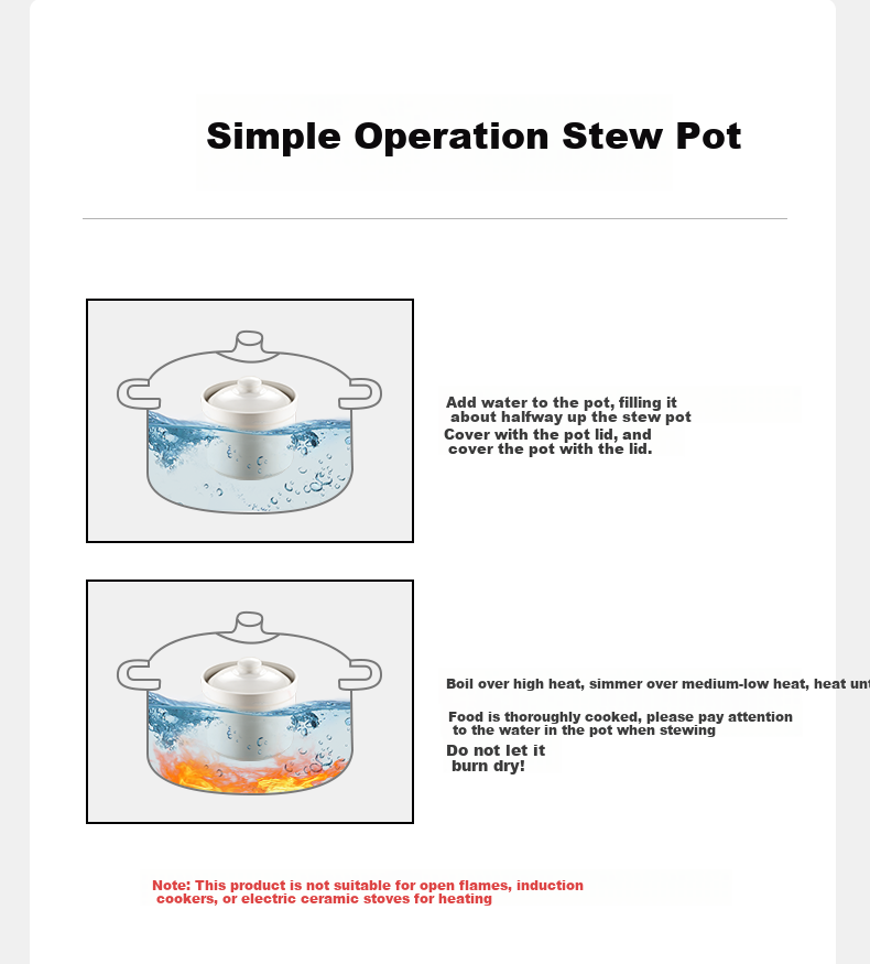 PINYU Ceramic Stew Pot, Soup Bowl, Double Boiler Inner Pot for Steamed Eggs, Porridge, Bird's Nest, with Lid, Steaming Egg Jar, Soup Pot, Stew Pot 18