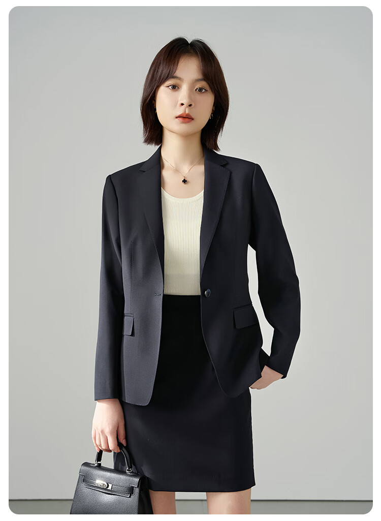 Miss Bird Navy Blue Interview Suit Skirt Set Women's Early Autumn Teacher Qualification Professional Waist-Cinched Blazer 5