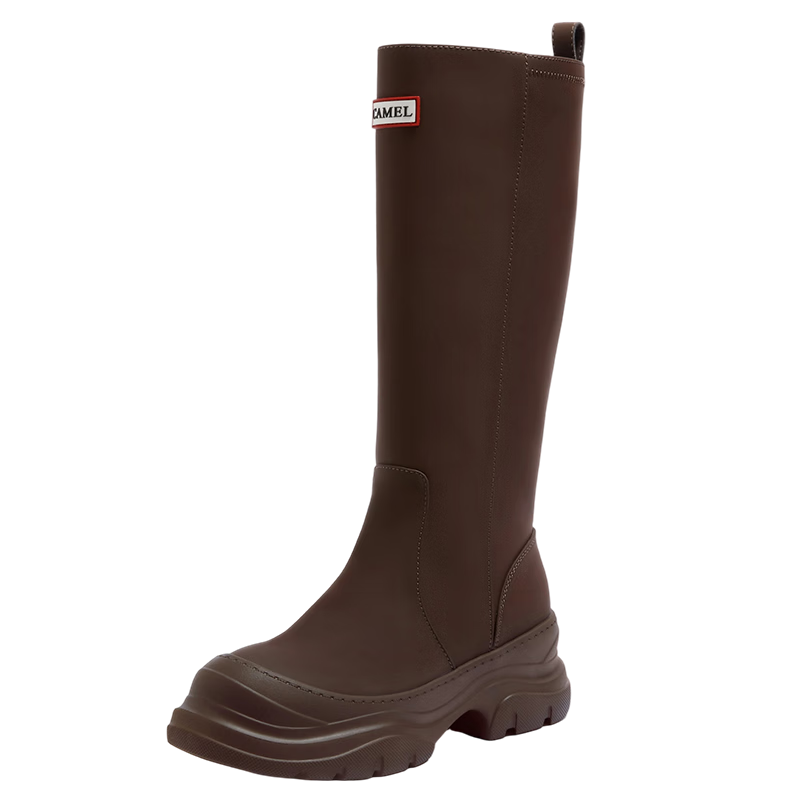 CAMEL Rainbow Rain Boots Women Lightweight Outdoor Casual Long Boots L25W577028 Coffee Color Size 37