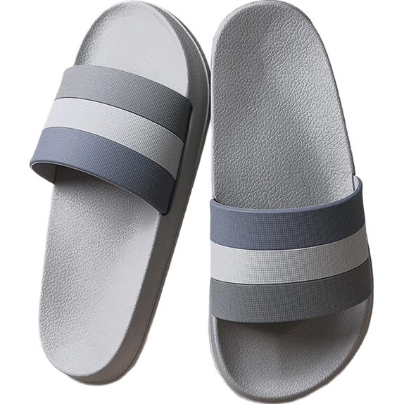 GUOLUOFEI Non-Slip Indoor Slippers for Men, Summer Thick-Soled Odor-Free Bathroom Outdoor Wear, Gray, Size 41-42