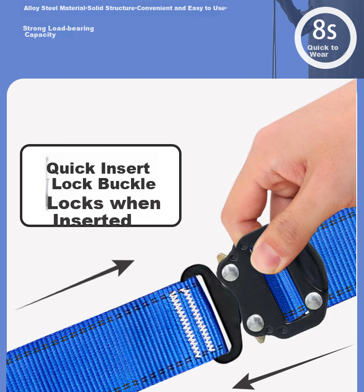Guangjia Five-Point Safety Harness, Quick-Connect Type, for Outdoor High-Altitude Work, Fall Protection Safety Rope [Fast Delivery from Beijing Warehouse], Five-Point Single Small Hook 1.8 Meters 6