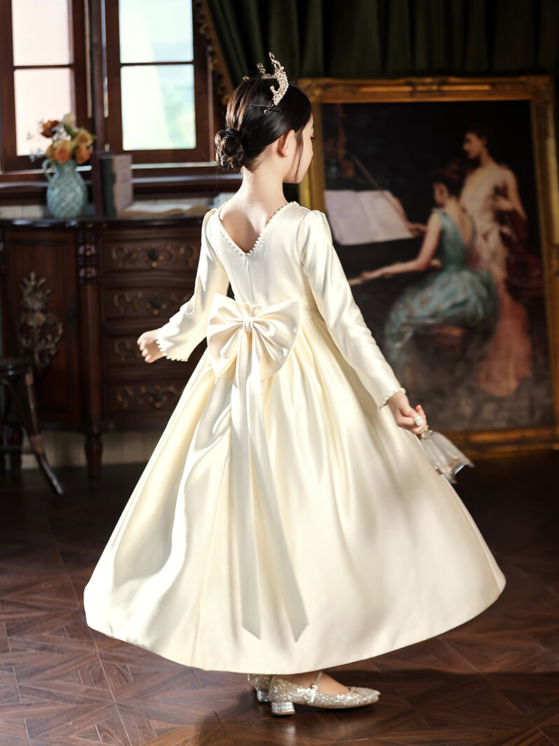Hanquan High-End Girls' Piano Performance Dress Cello Concert Dress Host Princess Dress Girls' Birthday Party Autumn Winter 7