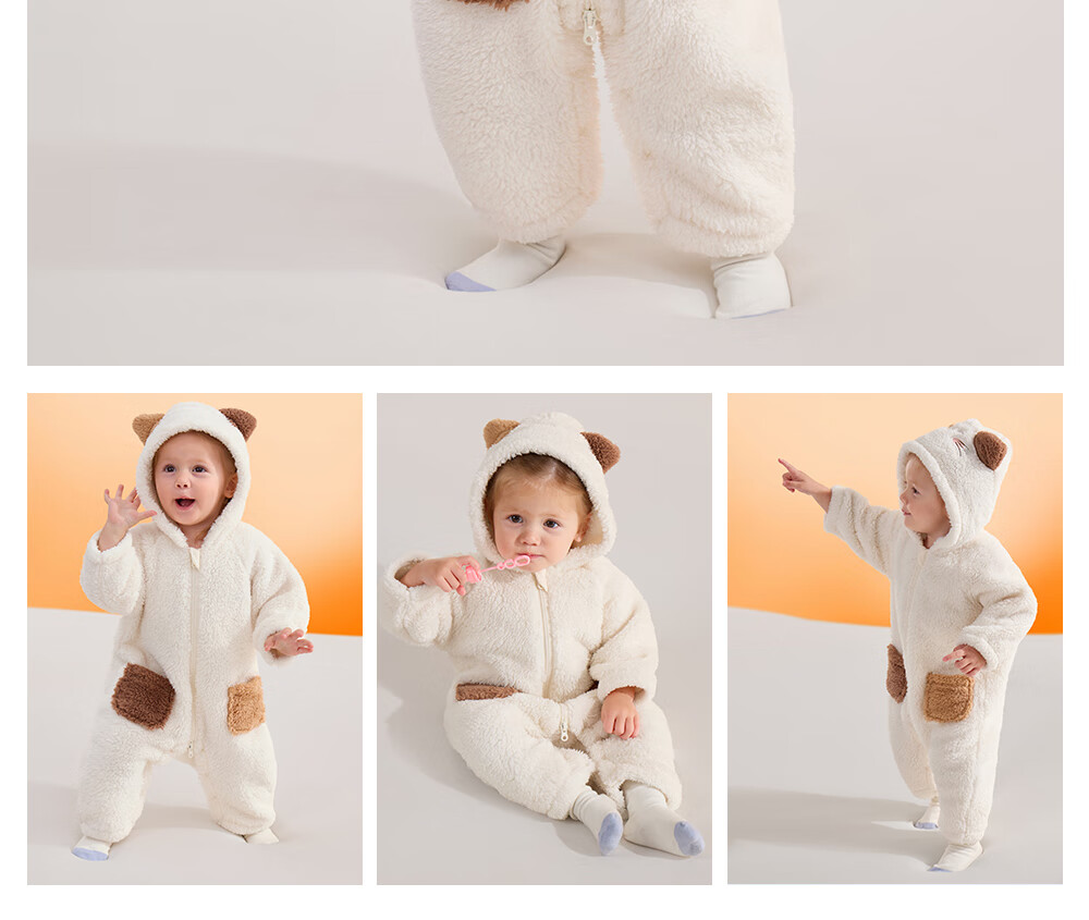 Betis Baby Clothes Autumn Winter Thickened Fleece Lined Warm Unisex Infant Romper Jumpsuit Winter Outdoor Crawling Suit 34