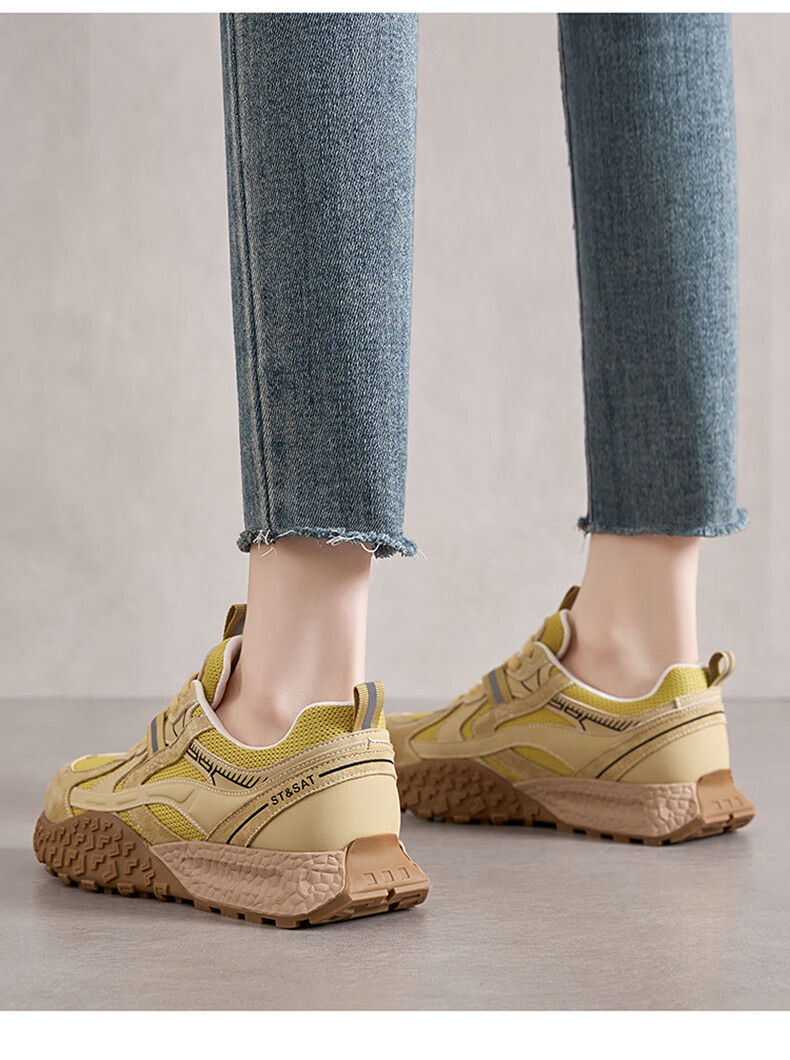 Saturday Lightweight Soft-Soled German Training Shoes Women Versatile Fashion Comfortable Casual Sports Travel Shoes Yellow Size 35 8