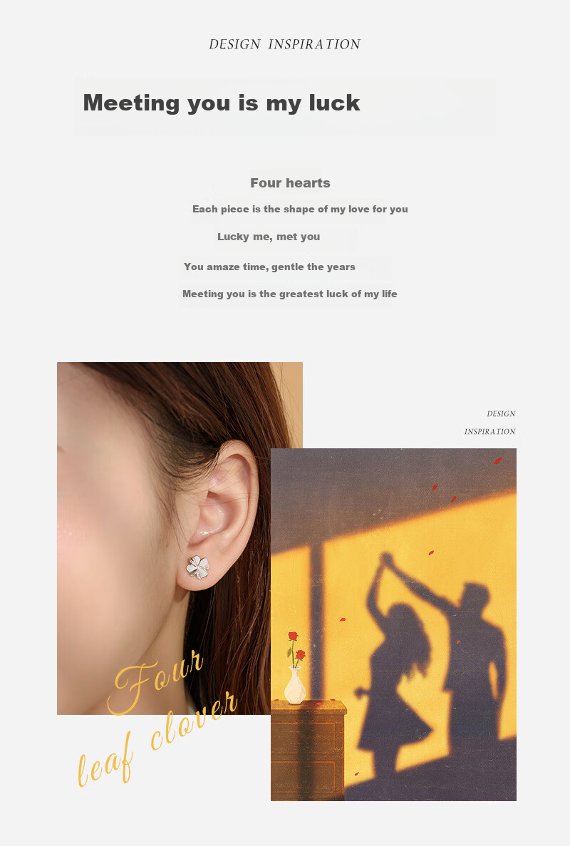 MANHE S999 Sterling Silver Four-Leaf Clover Stud Earrings for Women, New 2026 Style Ear Jewelry, Birthday Gift for Girlfriend Or Female Friend 2