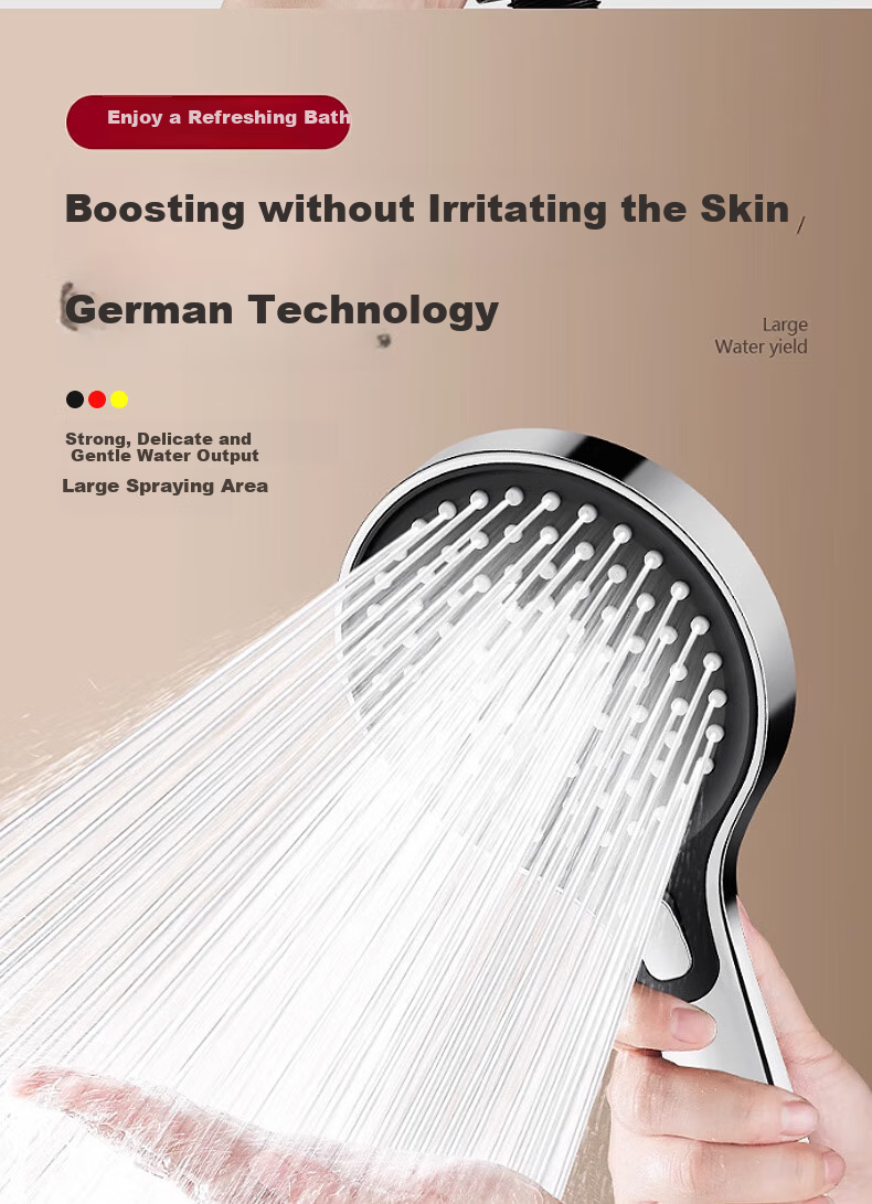 JROR [Germany] High-Pressure Shower Head Set, Three-Piece, Ultra-Strong High-Pressure Large Water Output Bathroom Shower Head DS-248 10
