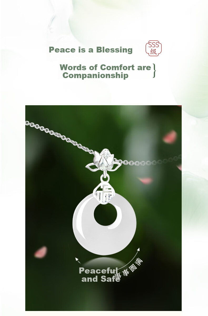 ALLOVE Lotus Peace Buckle Necklace for Women, 925 Silver Pendant Collarbone Chain, Birthday Gift for Girlfriend Or Wife 4