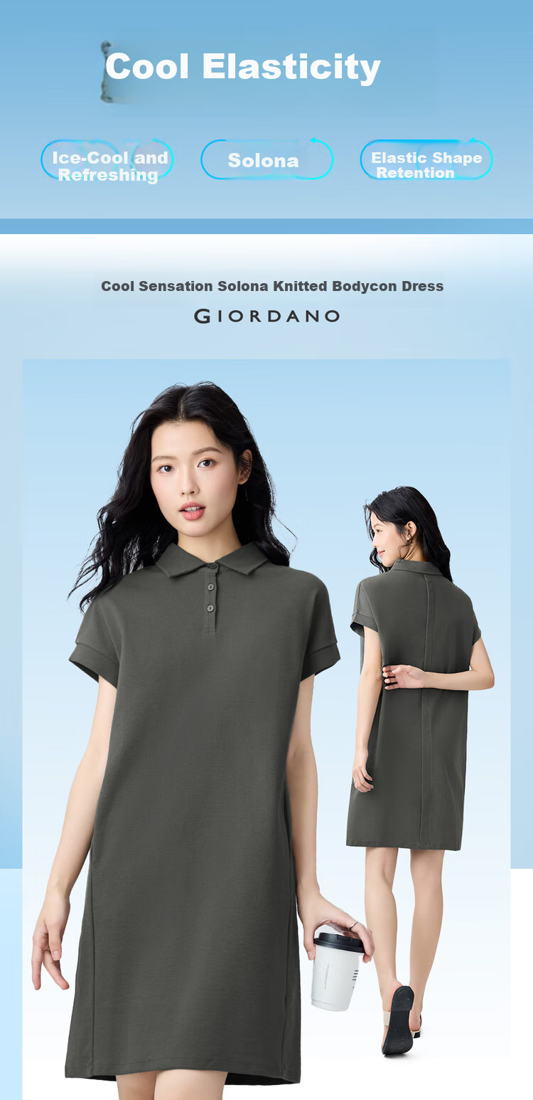 Giordano Summer 2026 High-Tech Cooling Break-Bone Shoulder Short-Sleeve Lapel Polo Dress 13465317 3