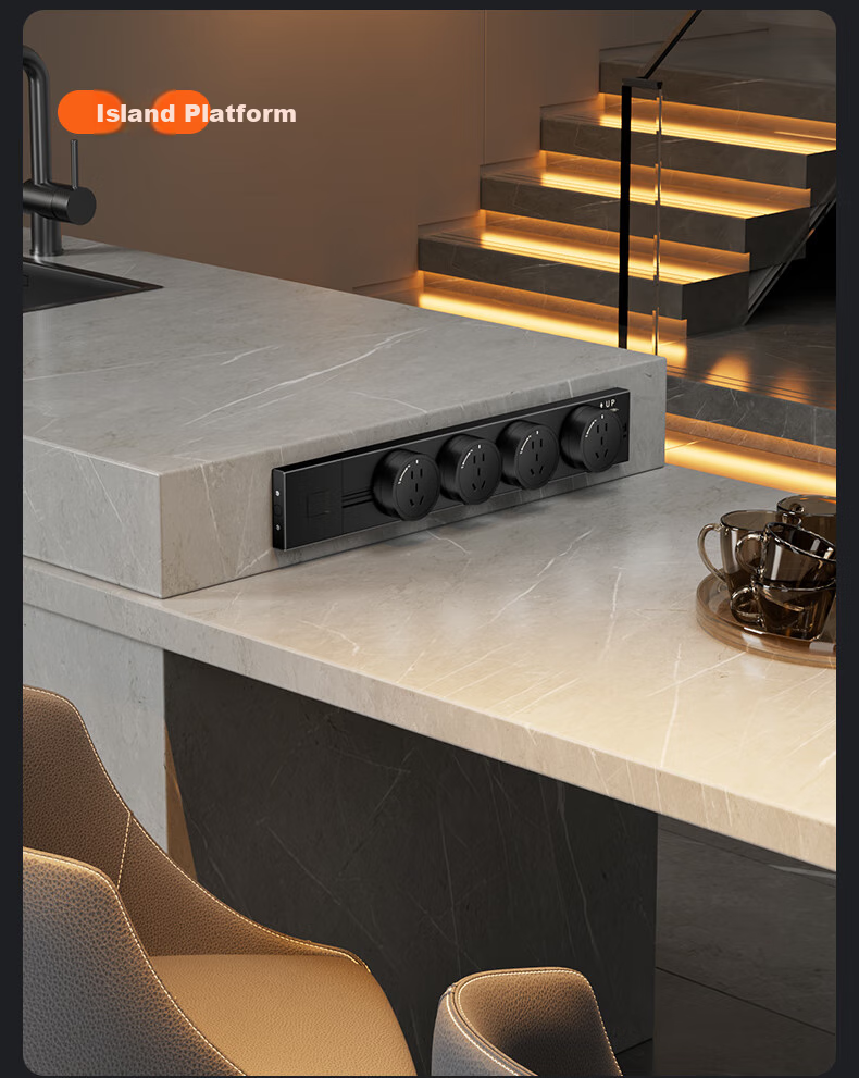 Shuxiang Surface-Mounted Track Socket, One-Key Master Control, Ultra-Thin Surface Mounting, Space Gray, 80cm, 4 Adapters, 20W Fast Charging, 8000W High Power, DLGD-P511E 2