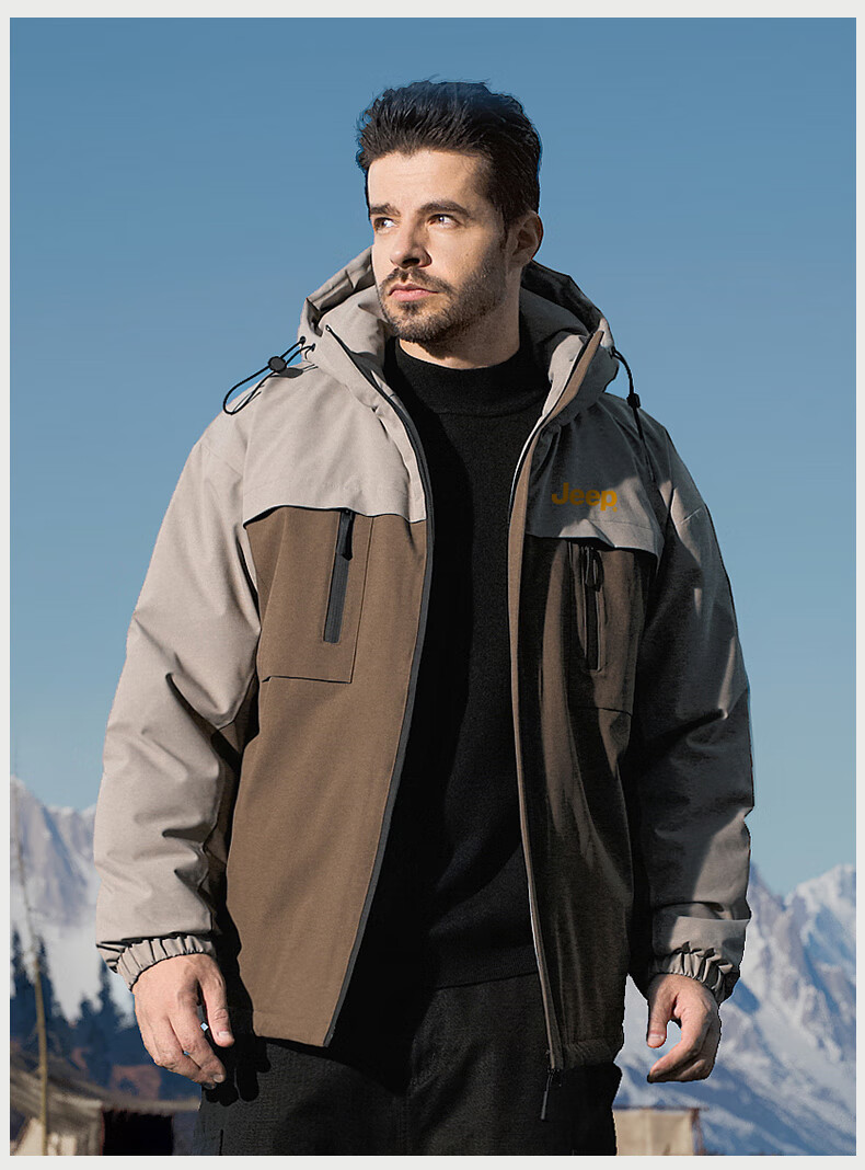 JEEP Men's Casual Thickened Warm Cotton Padded Jacket Winter 2025 New Graphene Windproof Cotton Coat 6
