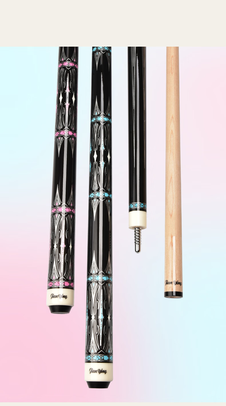 Jianying Billiard Cue American Large Head Cue Nine-Ball Cue Black Eight Chinese Eight 8-Ball Beginner Pool Cue Set PB40 Blue 4