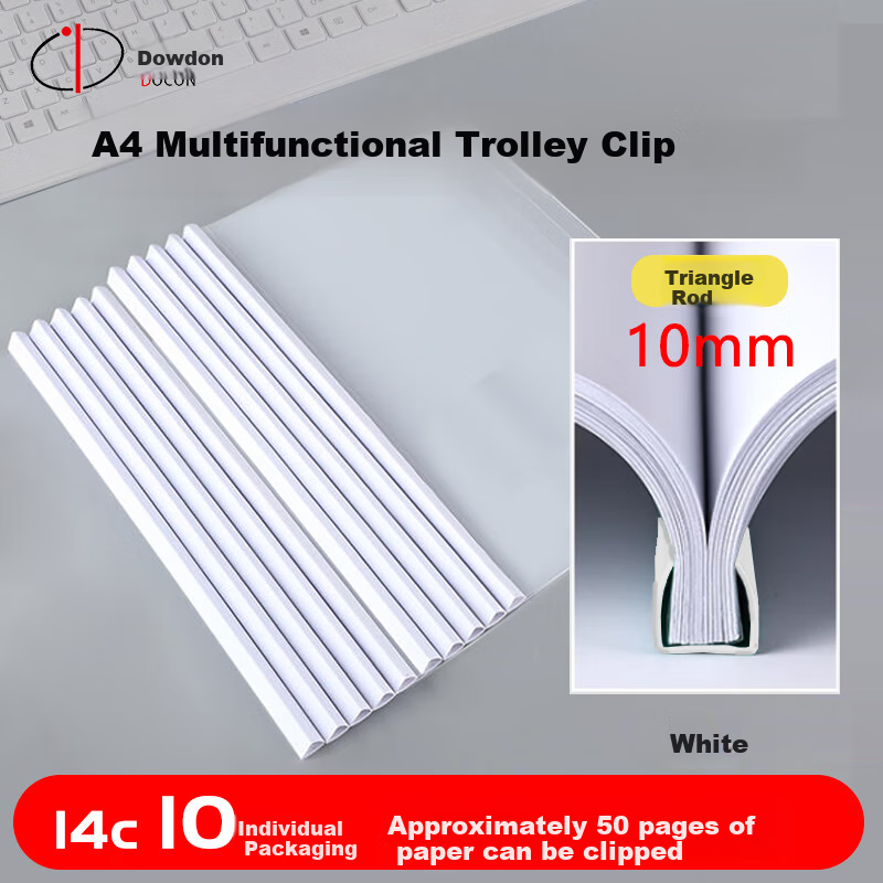 DOCON 10 A4 Transparent Lever Arch Files, Triangular Water Drop Plastic Pull Rod Folders, Document Organizers for Students' Exams, Product Inspection Reports, Desktop Storage, 10mm White 14C