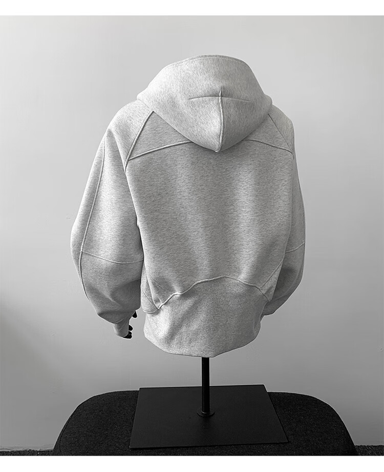Dingfengbaoluo American Heavyweight Hoodie Men Autumn Loose Casual Half-Zip Pullover Jacket XD61 Black L 4