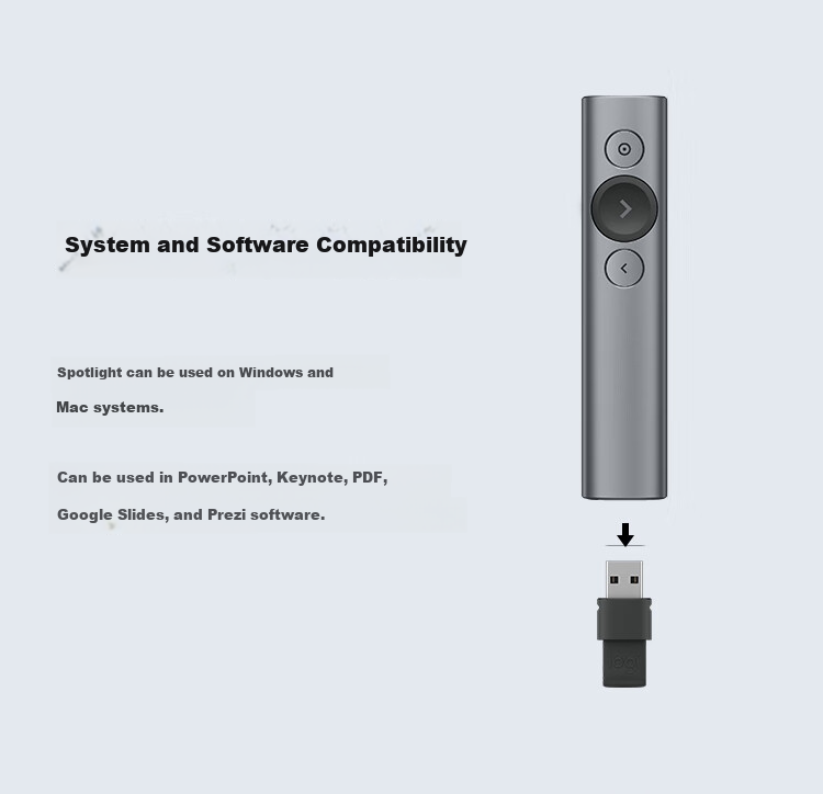 Logitech Spotlight Enterprise Wireless Presenter, Projection Pen, PPT Page-Turning Pen, Presentation Pointer, Magnifies And Focuses LCD Screen (Gold) 6