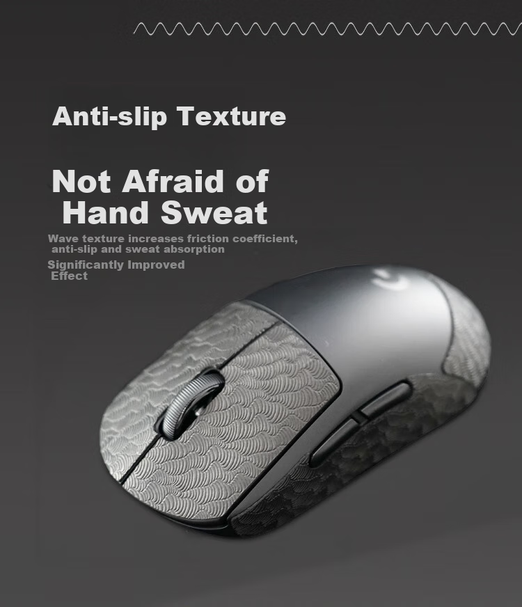 Huoxi Gpw Anti-Slip Sticker Second/Third Generation, Sweat-Proof Side Adhesive Sticker GPW2, Dog Poop King Gaming Wireless Mouse Sticker, Frosted Anti-Slip Sweat-Proof, Black Wave Patter 2