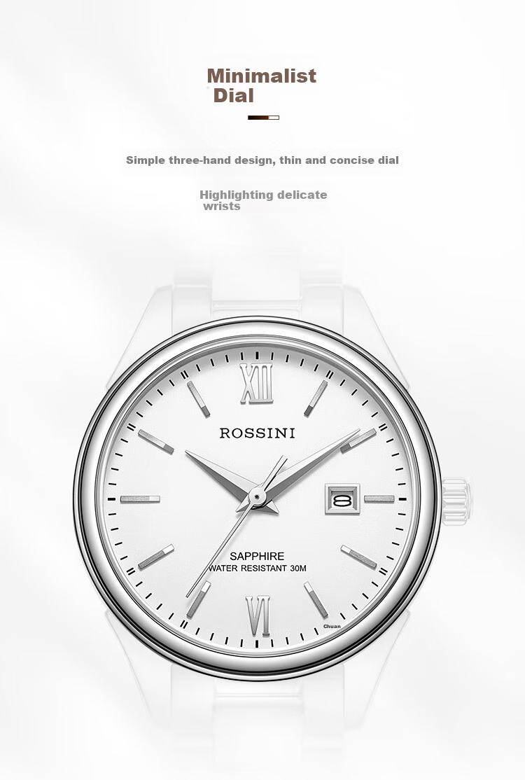 ROSSINI Women's Quartz Watch with White Dial And Steel Strap, Birthday Gift for Girlfriend, Chinese Brand Watch for Office Casual Wear And Water Resistance SJ5578 4