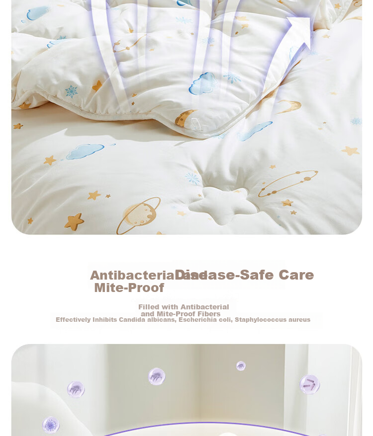 Luolaikids Quilt, Infant Class A Antibacterial Soybean Thickened Warm Winter Comforter, Kindergarten Blanket 150*215 10