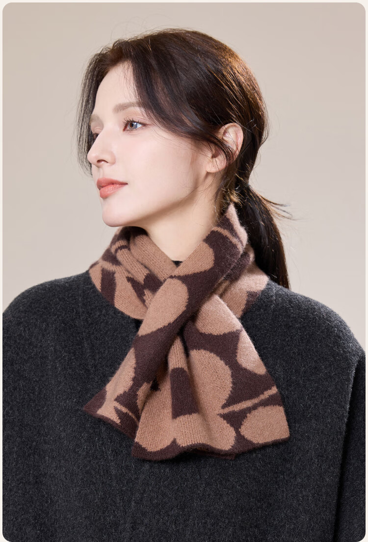 JIUMU 100% Cashmere Small Scarf Women Autumn Winter Warm Neck Warmer Short Scarf Ladies Gift Box Set 6