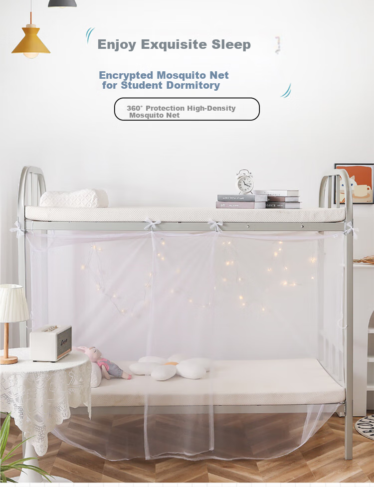Grace Student Dormitory Bed Curtain Mosquito Net Single Door 1.2m White [Dense Mesh for Lower Bunk] 1