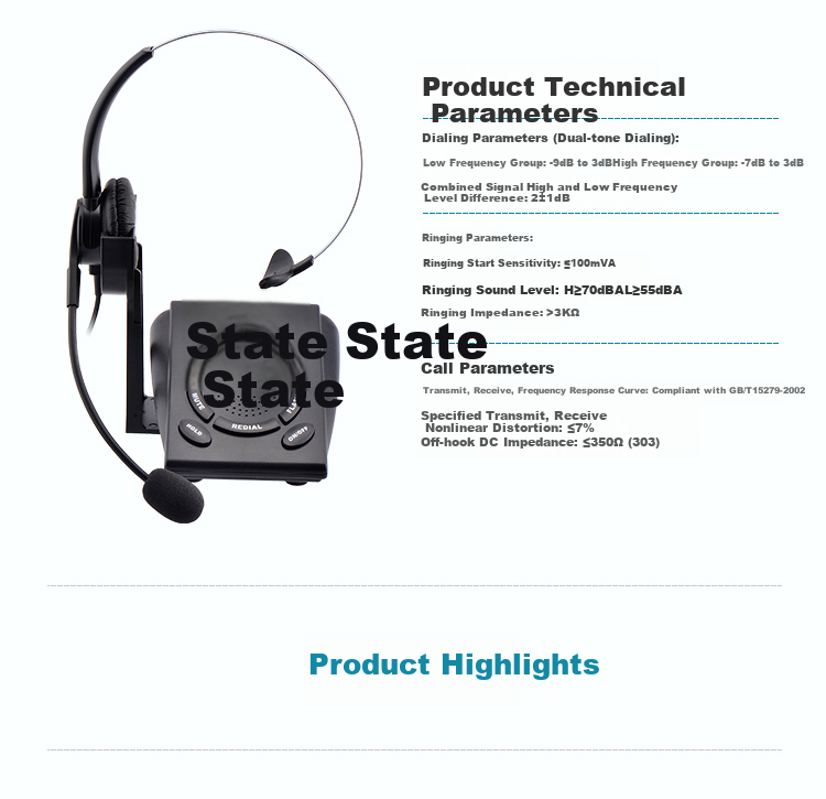 HION VF600 Headset Telephone, Business Call Center Headset, Customer Service Call Center Phone, Office Fixed-Line Telephone, Landline (Without Recording Function) 3