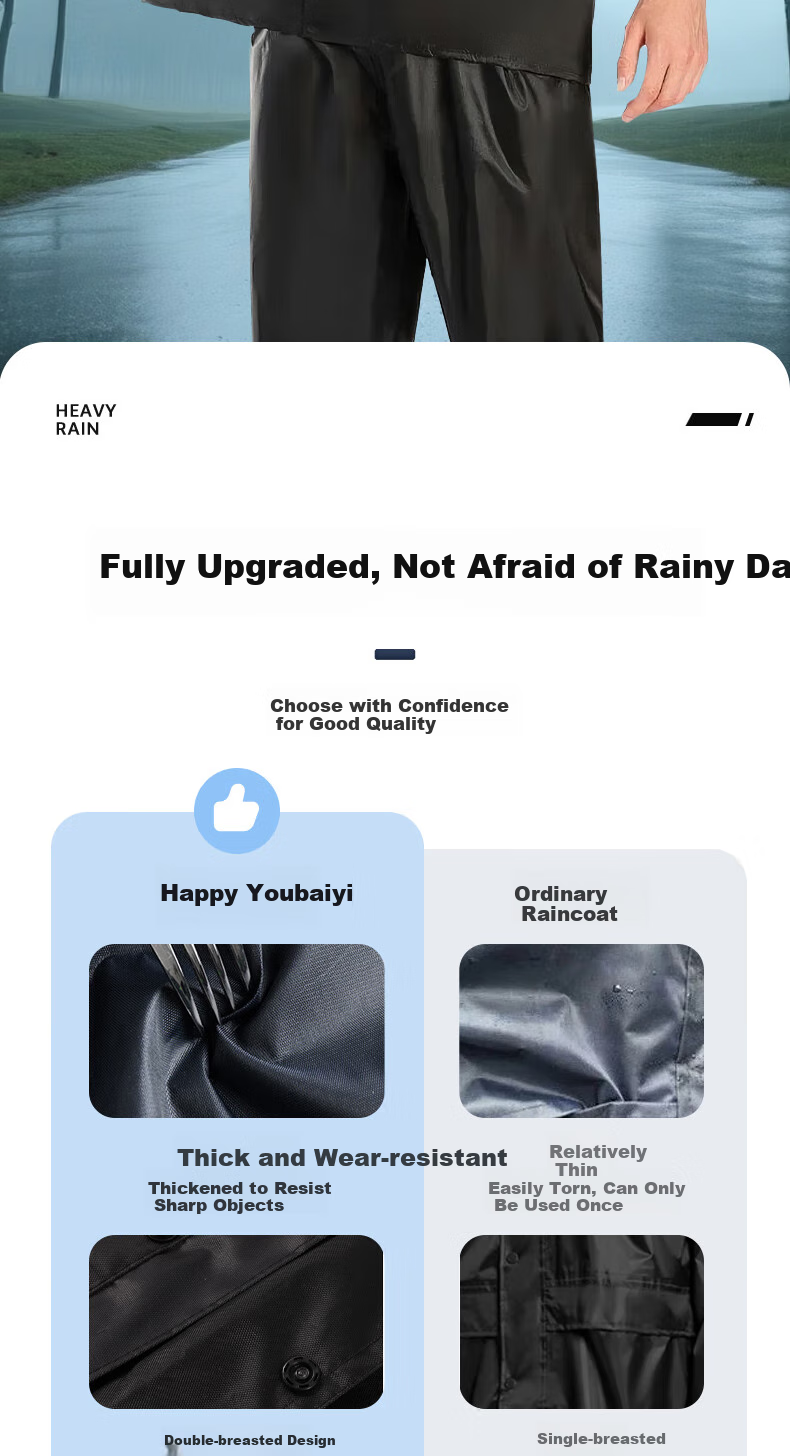 Leyoubaiyi Split Reflective Raincoat And Pants Set, Standard Heavy Rain Protection Suit, Emergency Traffic Rain Protection for Patrol Duty And Flood Control 2