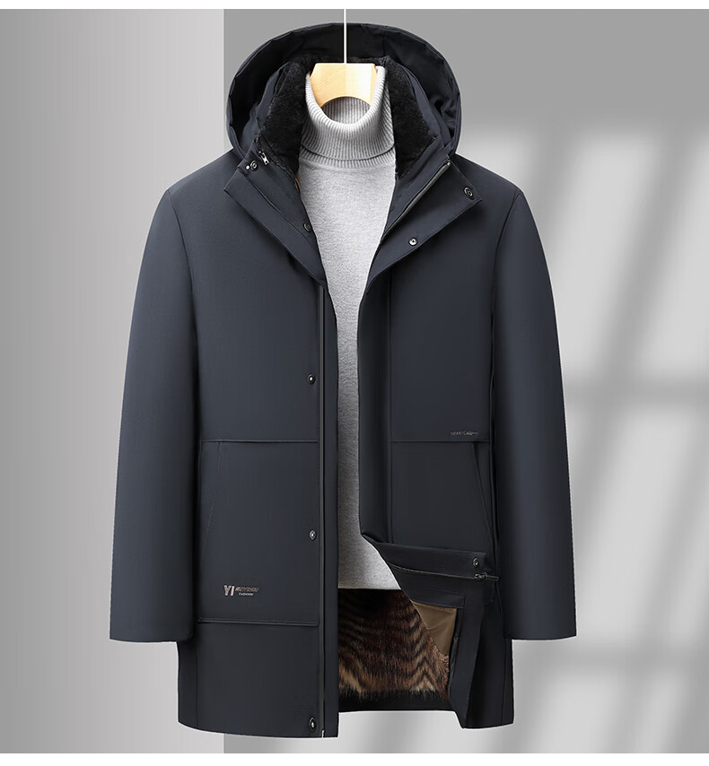 TUCANO Men's Winter Fleece-Lined Thickened Cotton Jacket Detachable Liner Warm Cold-Resistant Coat for Middle-Aged and Elderly Men 4