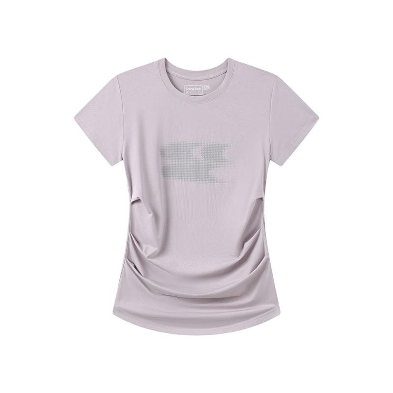 Crying Center 2025 New Color Cooling Tencel Modal Gradient Logo Pleated Waist Shirt Light Purple 2XL