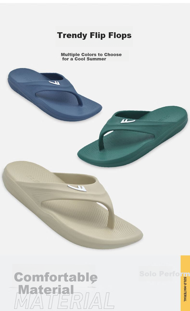 Warrior Flip-Flops for Men, Casual Beach Sandals, Outdoor Wear, Non-Slip EVA, Comfortable Bathroom Slippers, Black, Size 44-45 5