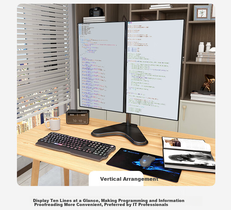 ATSCORE Dual Monitor Stand, Computer Stand for Two Screens, Display Riser And Bracket, Left And Right Dual Screen Support, 10-32 Inches 7