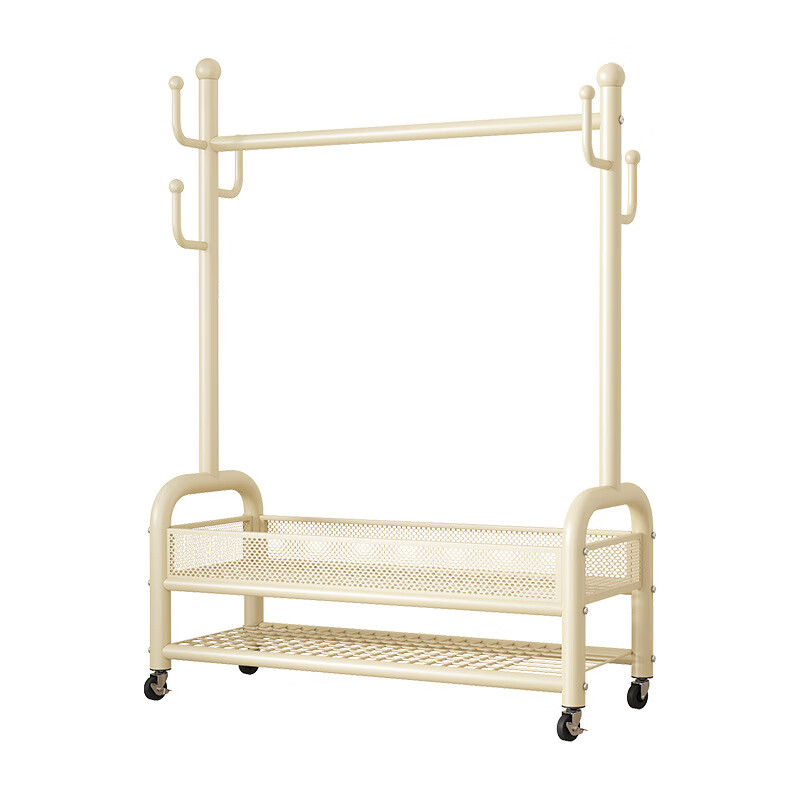 Antjia Floor Clothes Hanger Stand Mobile Home Simple Storage Rack Off-White 100cm