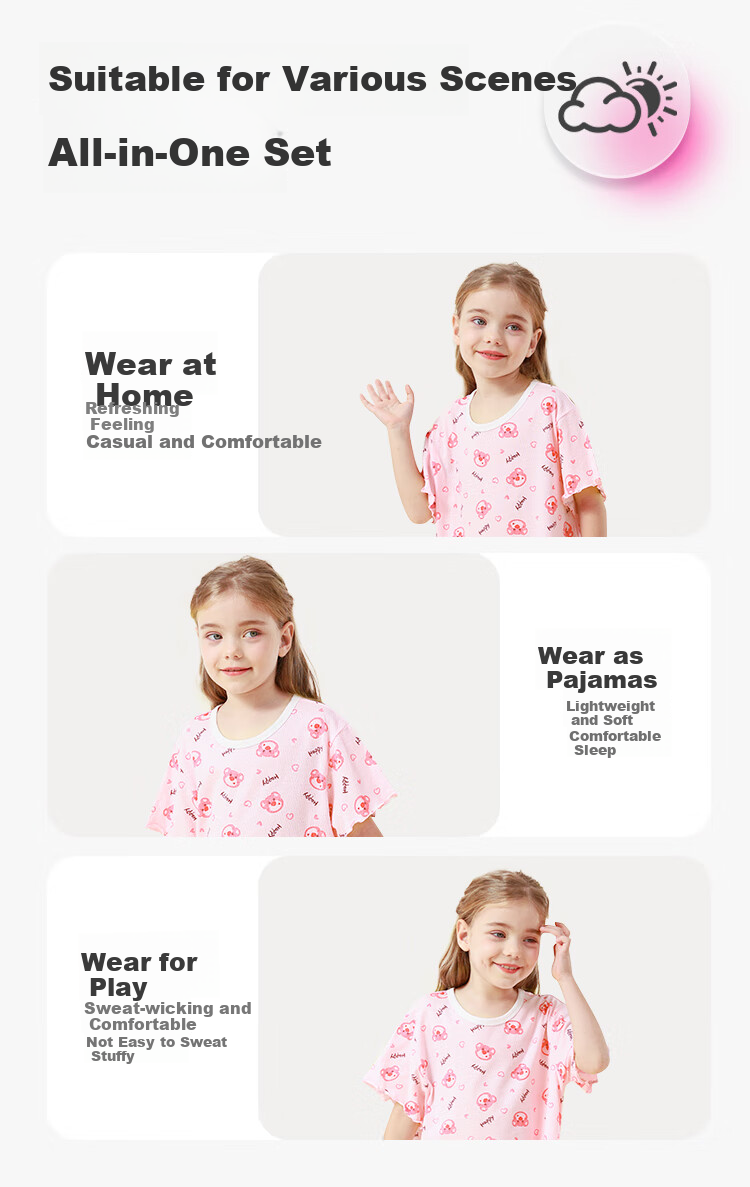 DEESHA [Pure Cotton Mesh] Girls' Nightgown Children's Pajamas Home Wear Garden Secret 150 3