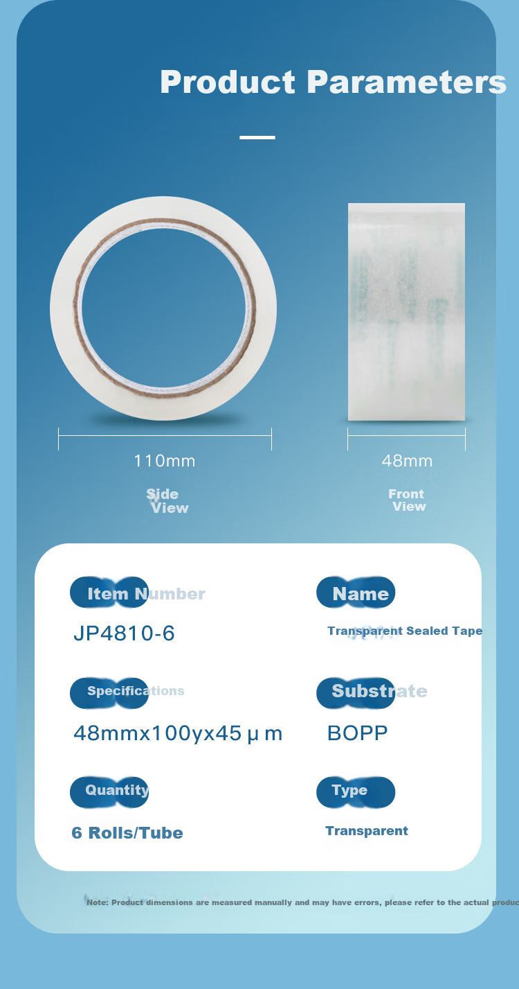 COMIX Transparent Tape/wide Tape/packaging Tape Express Shipping Tape Transparent 6 Rolls Wide 48mm*100y*45um Length 91.4 Meters/roll JP4810-6 4