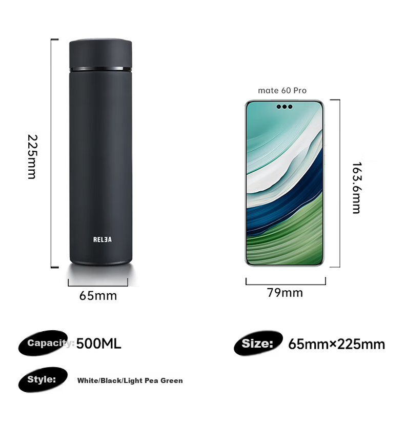 RELEA Insulated Mug for Men And Women, 316 Stainless Steel Water Bottle, Smart Temperature Display, Large Capacity, Car-Friendly Tea Cup, Birthday Gift 2