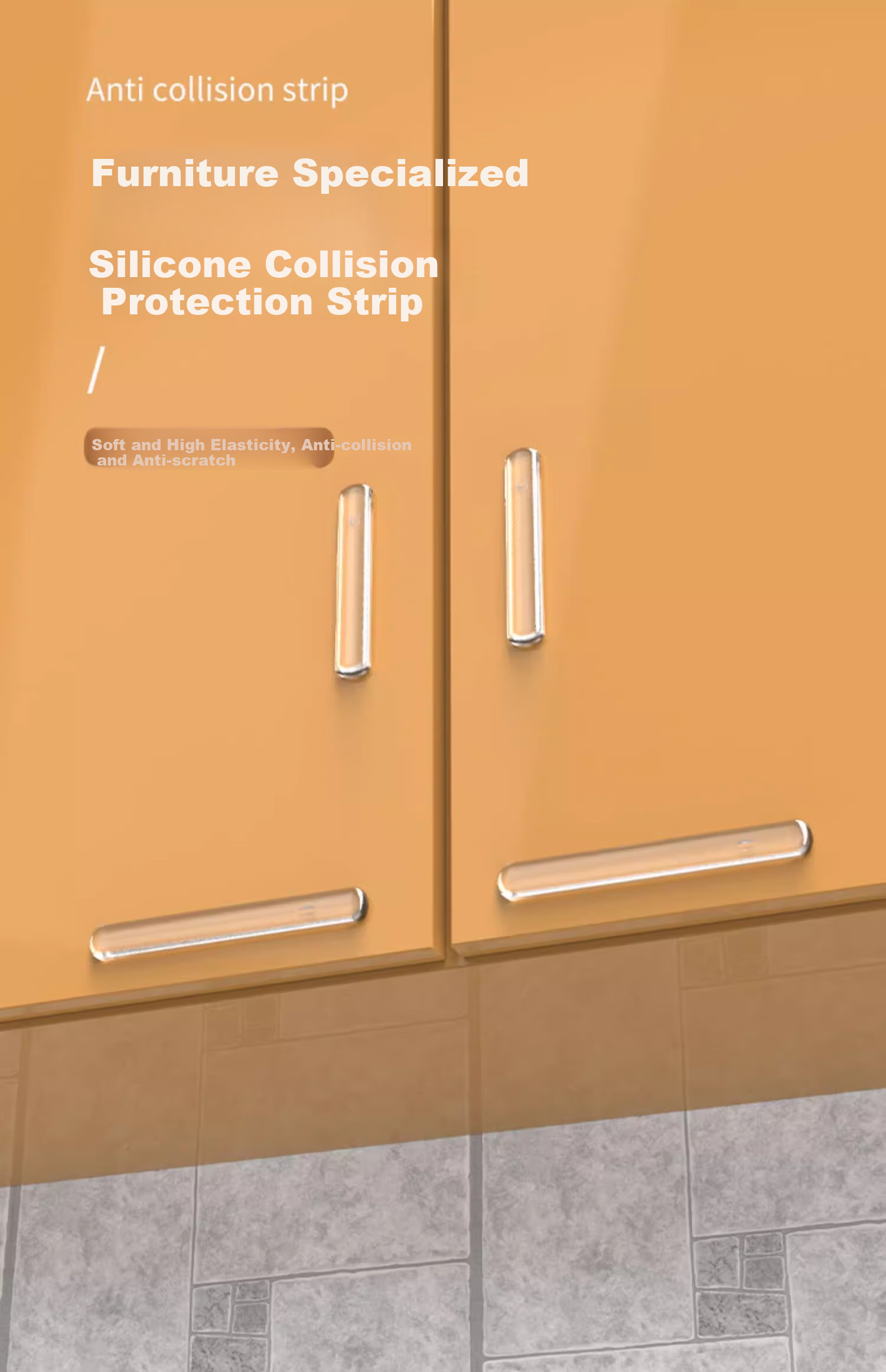 Nubaili Thickened Soft Silicone Transparent Anti-Collision Strips Refrigerator Bumper Stickers Cabinet Door Table Corner Handle Protectors 4-Pack 2