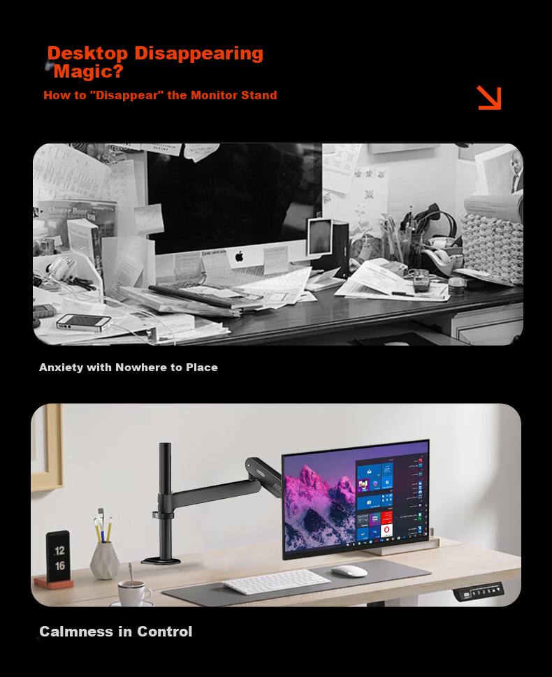 AOC AM700 Monitor Arm Accessory Desktop Rotating Adjustable Mechanical Arm Computer Desk Mount Mechanical Spring Display Stand Accessory AM701B Black 3