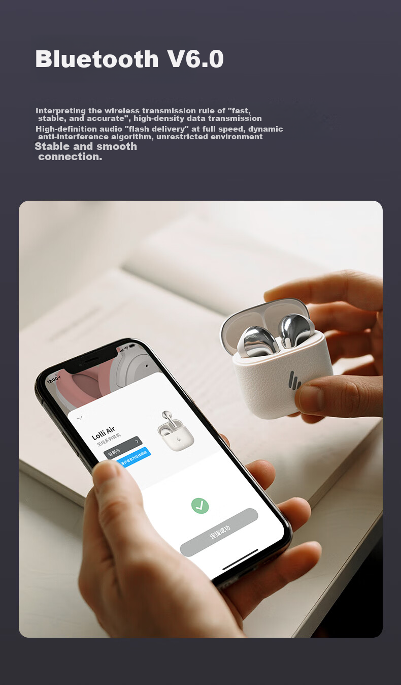 EDIFIER New Product Lolli Air True Wireless Bluetooth Earphones, Spatial Audio, Translation Headphones, Translation Device, Compatible with Apple Huawei Xiaomi Phones, Ice Purple, Graduation Gift 11
