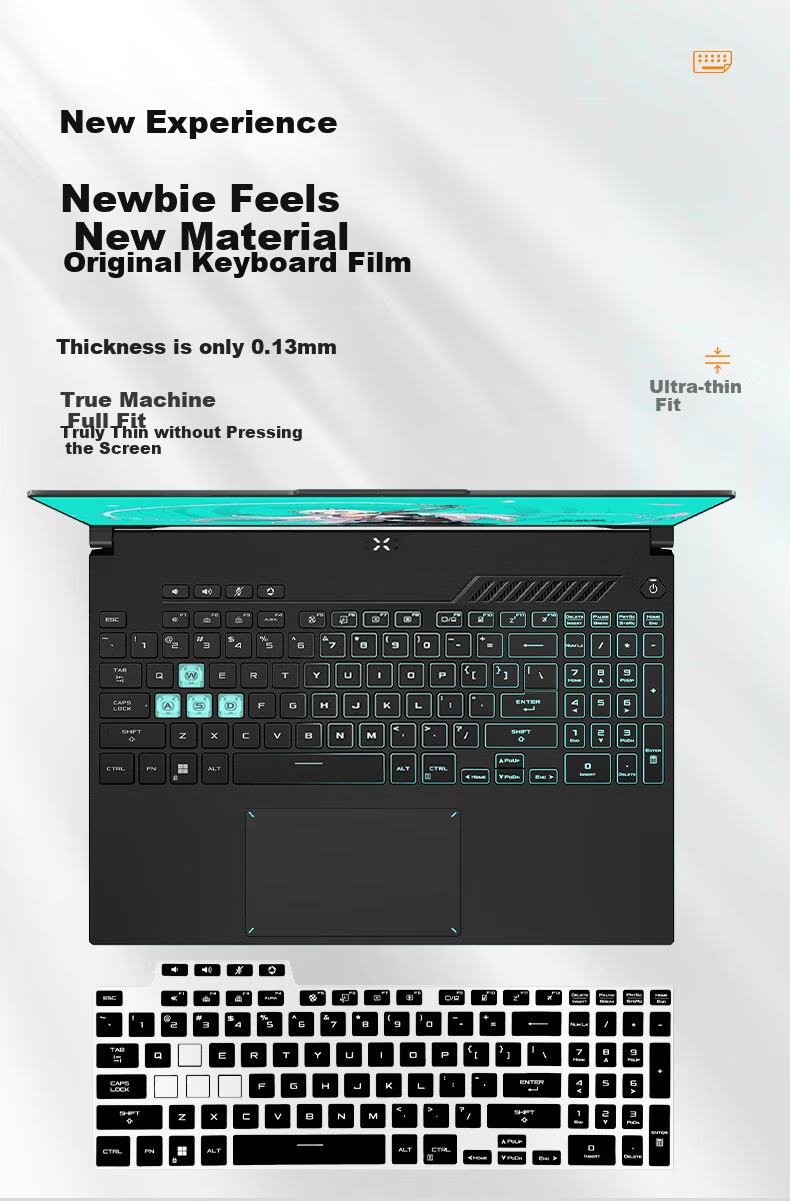 Jiasu ASUS Lingyao 14 2025 Model Black Keyboard Protector, Anti-Blue Light Tempered Glass Film, 14-Inch Laptop Tempered Glass Protective Film Set, All-Inclusive for Convenience 1