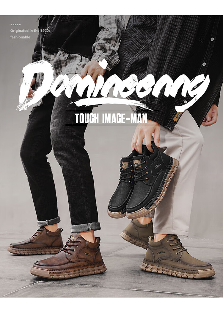 Bull Family Big Head Martin Boots Men Autumn Winter New British Retro Mallard Work Boots Outdoor High Top Sneakers Men 3