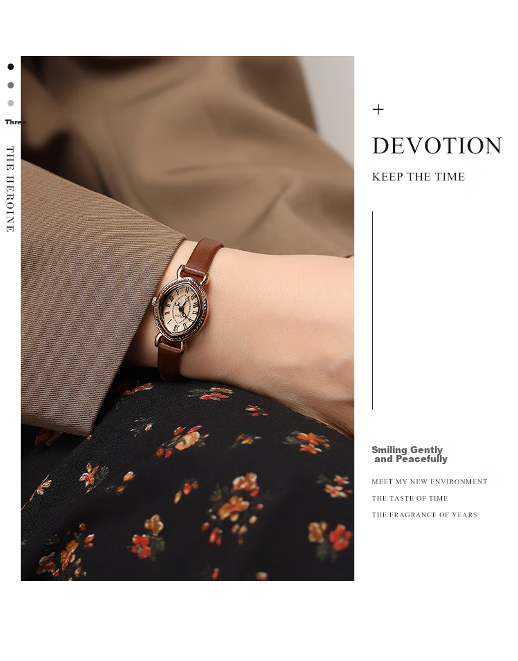 Julius Women's Watch, Charm Roman Style Leather Strap Versatile Ladies Watch, Waterproof Quartz Ladies Wristwatch, Coffee Color JA-567D 3