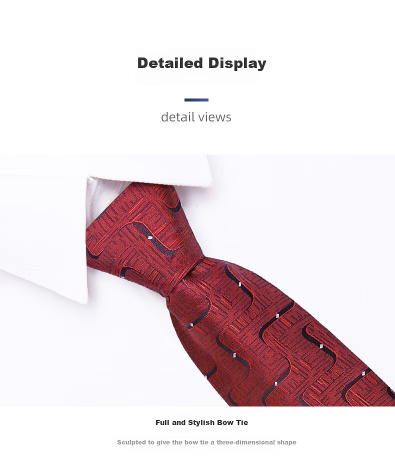 Luomeng Men's Pre-Tied Business Necktie, Easy Roll-Up 8cm Classic Gentleman Style, Gift Box Set for Husband Or Boyfriend 11