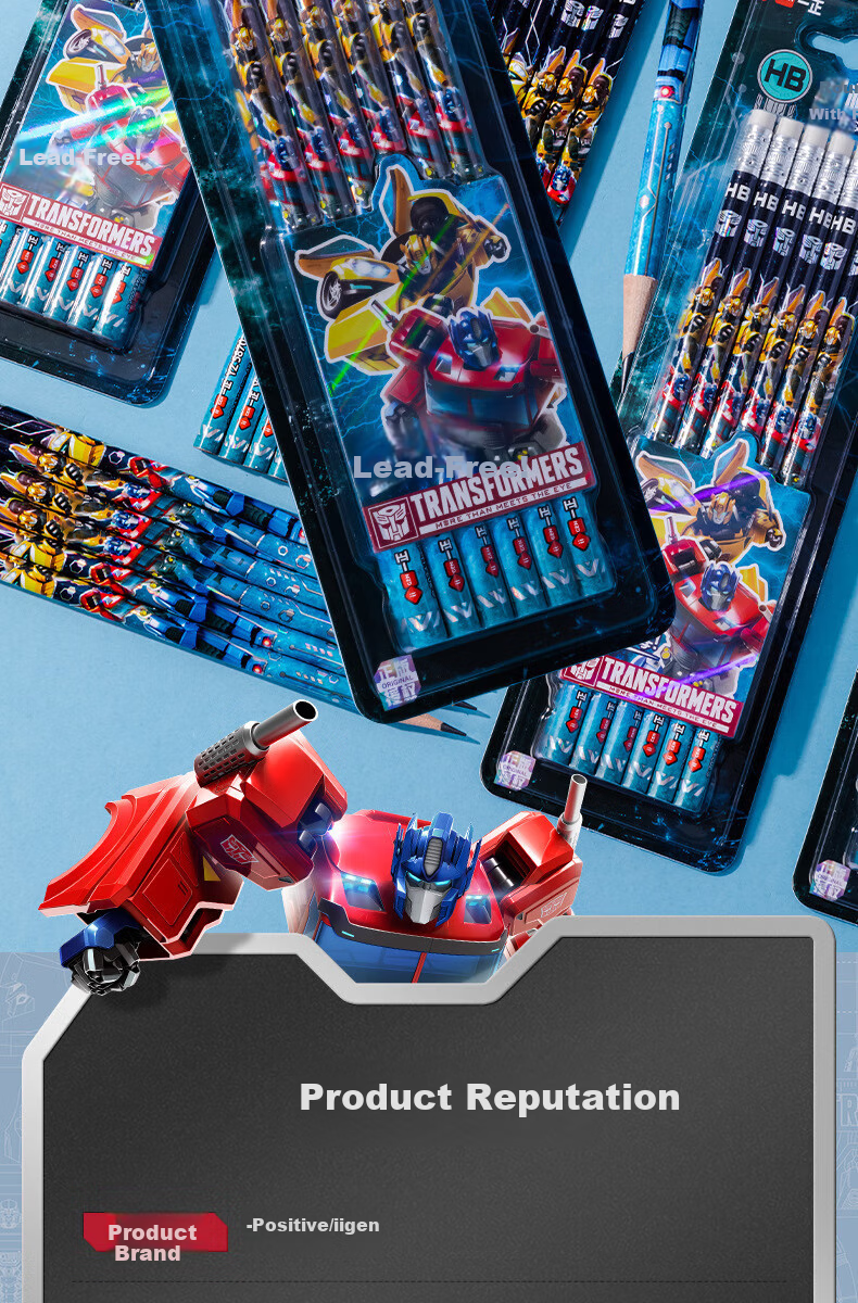 IiGEN Transformers Pencils [Set of 12], Elementary School, Middle School, Kindergarten First And Second Grade Back-To Gift, HB Pencil with Eraser Tip, Round Barrel, for Boys And Girls, Learning Tool, Children's Reward, 5870 2
