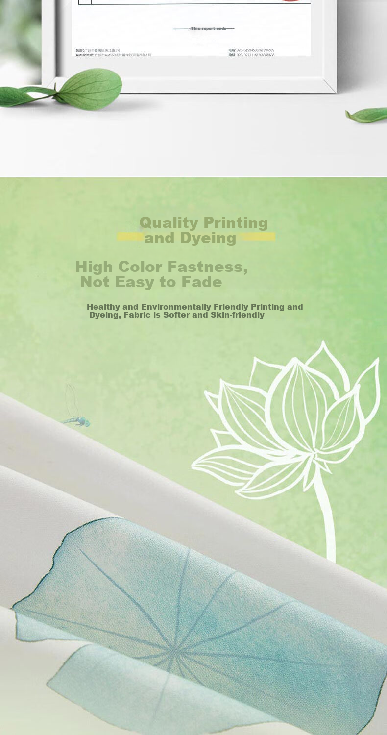 Hengyuanxiang Pure Cotton Four-Piece Bedding Set, Antibacterial Printed Ultra-Soft Skin-Friendly Bedding (Duvet Cover 2.2*2.4m), Good Luck Lotus White 5