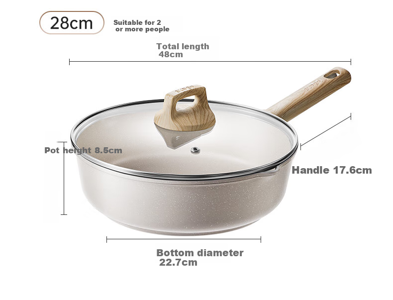 SUPOR Flat Bottom Pan, Star Stone Lightweight Cast Oil-Resistant Deep Frying Pan, Non-Stick Pan, 28cm, Compatible with Induction And Gas Stoves, EJ28LBP02 25