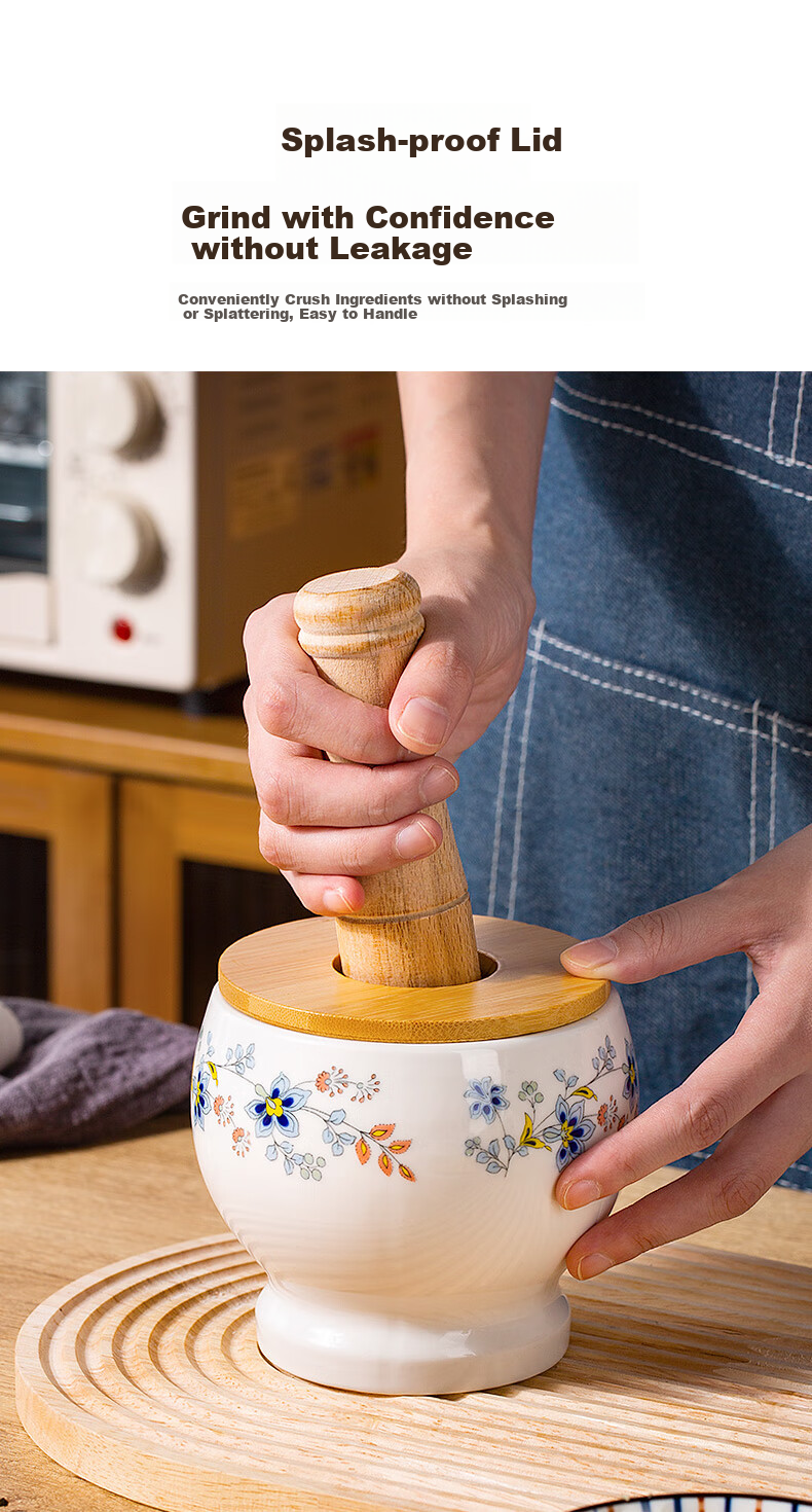Newair Ceramic Garlic Masher, Manual Home-Use Old-Style Garlic Crusher, Garlic Paste Maker, Stone Mortar for Crushing Garlic And Grinding Herbs 7