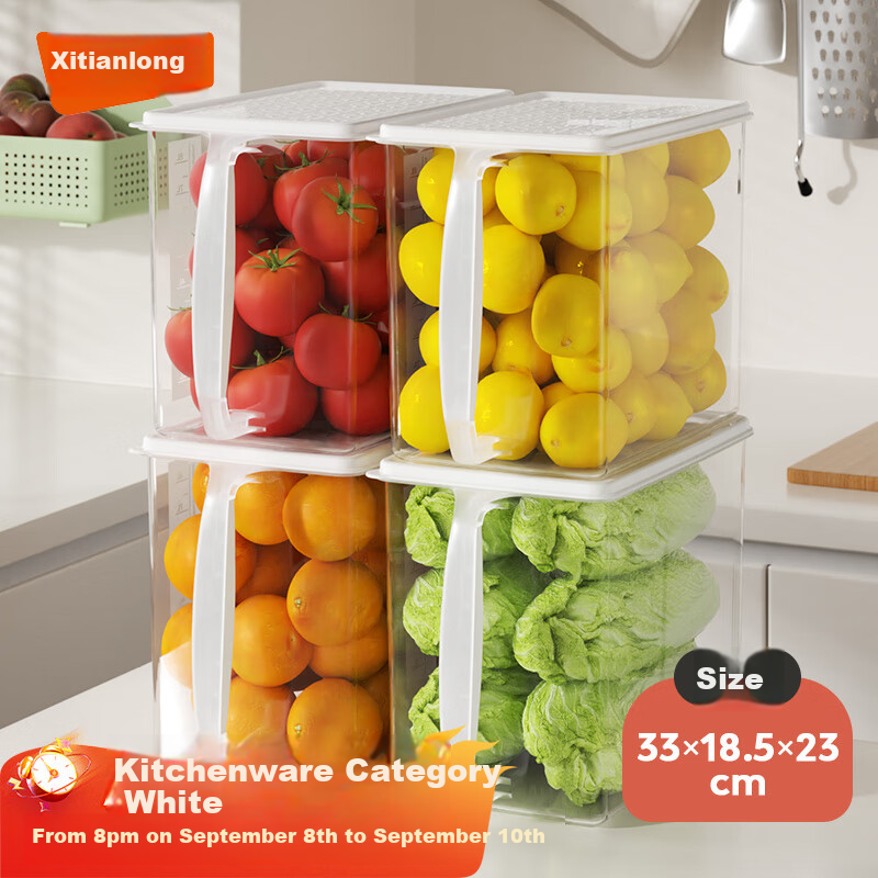 Набор контейнеров для хранения продуктов Xitenglong, 9 л, 2 шт., пластик, пищевой, герметичный, для холодильника, овощей и фруктов, заморозки
