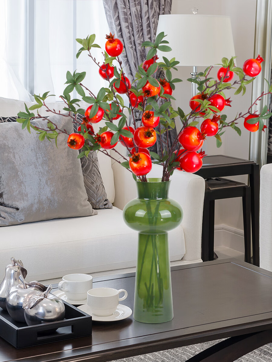 Qiju Yaji Persimmon Artificial Fruit Branches Chinese Festive Decoration Pointed Red 2 Stems 18 Fruits 20391 2
