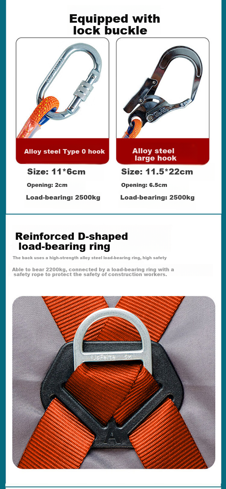 Guangjia Five-Point Safety Harness, National Standard, Safety Rope, High-Altitude Work, Full Body Safety Belt, Jingcang Express Delivery [Buffer Single Large Hook 1.8 Meters] 3